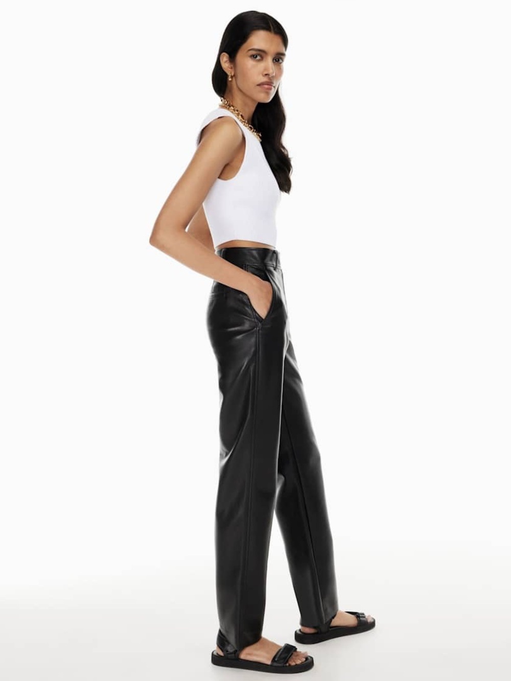 Babaton High Rise Faux Leather Pants - Black